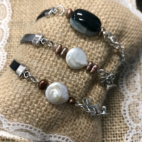 Metallic color leather handmade bracelet - Picture 2 of 7